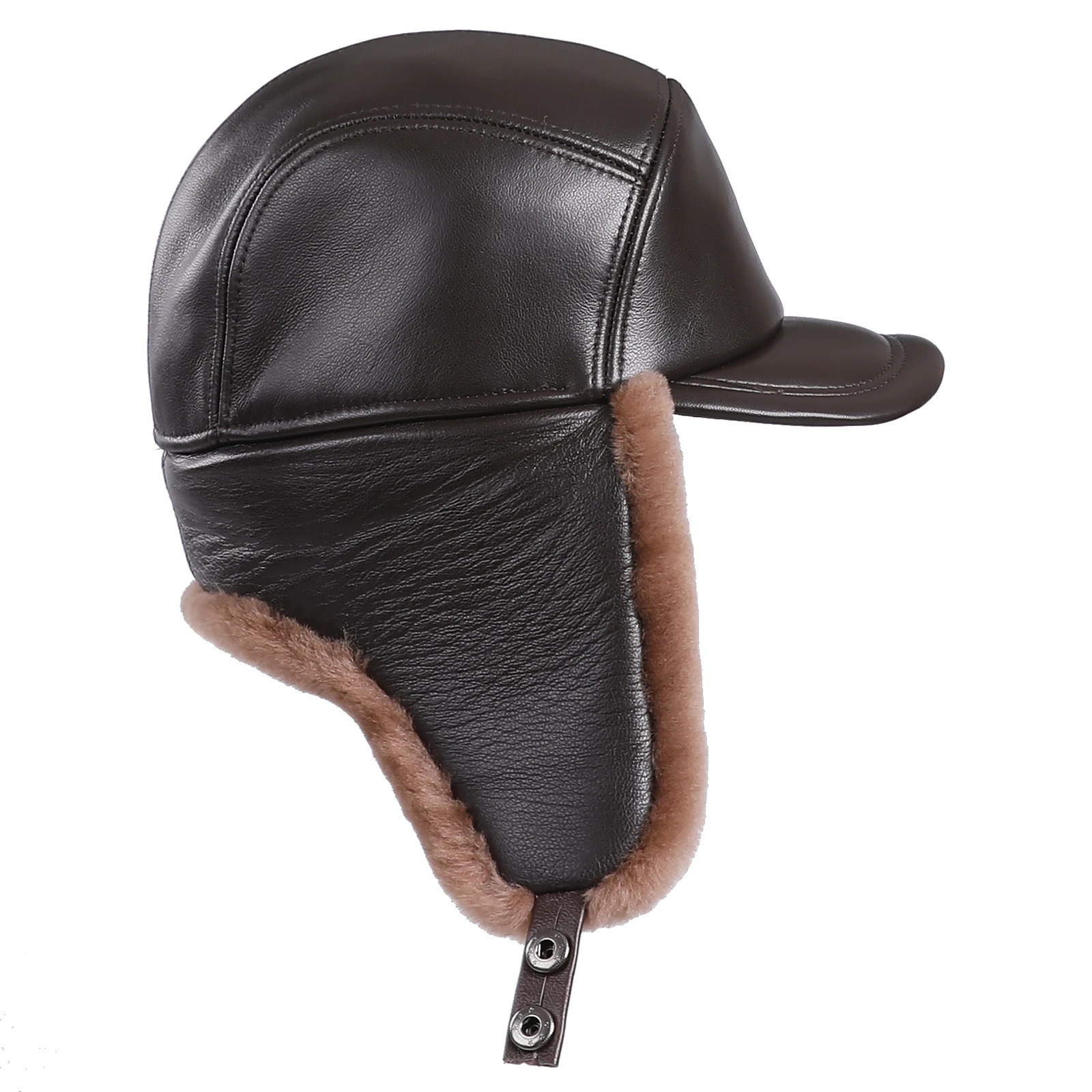 Neutral wool sheepskin pilot Russian Ushaka hunting hat leather hat winter fur hat ear pads soft and warm 241031