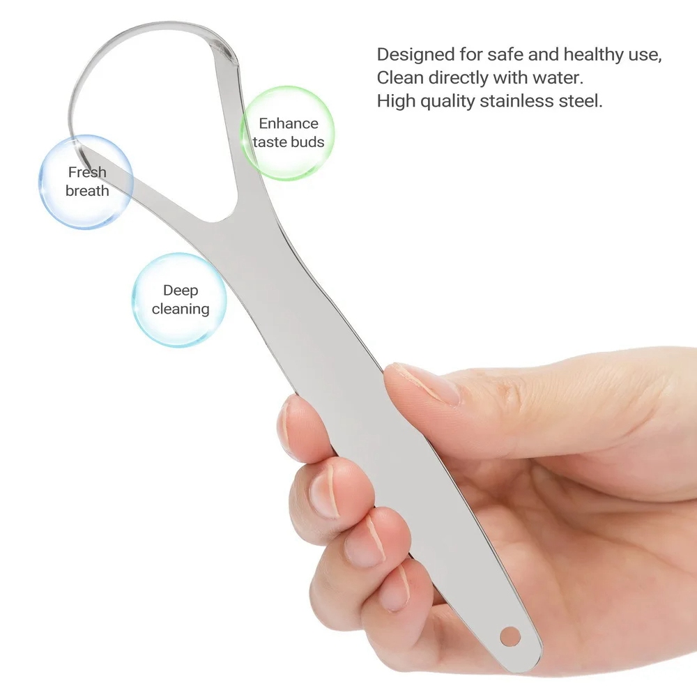 Stainless Steel Tongue Scraper Cleaner Fresh Breath Cleaning Coated Tongue Toothbrush Oral Care Tools Tongue Coating Cleaners Brush S010 - view 6