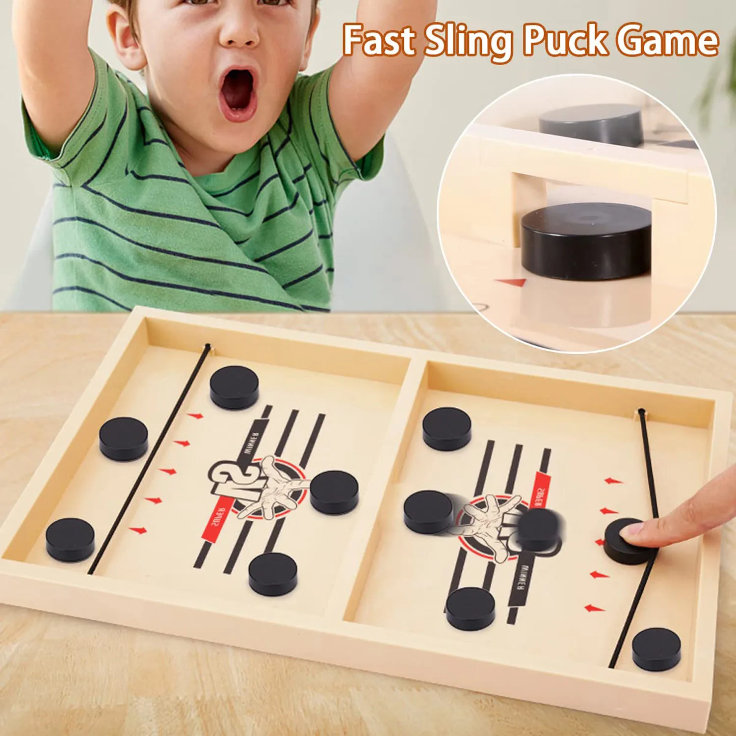 Fast Sling Puck Game Hoc-key Board Family Game Family Home Games With Chessboard And Pawns Test Your Speed Winner Board Game