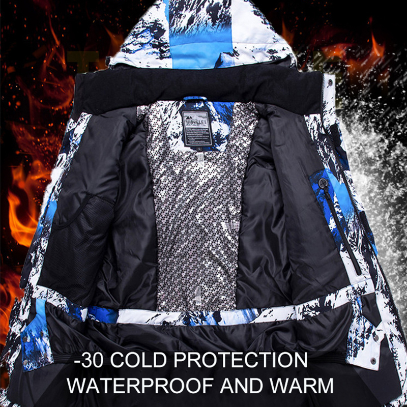 Winter Suit Men Windproof Waterproof Warm Outdoor Hot Ski Jacket + Pants Skiing Snowboarding Suits Set Male