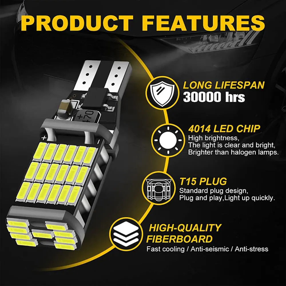 2Pcs For Infiniti QX60 2014 2015 2016 2017 2018 2019 2020 LED Backup Reversing Light Bulb Canbus No Error