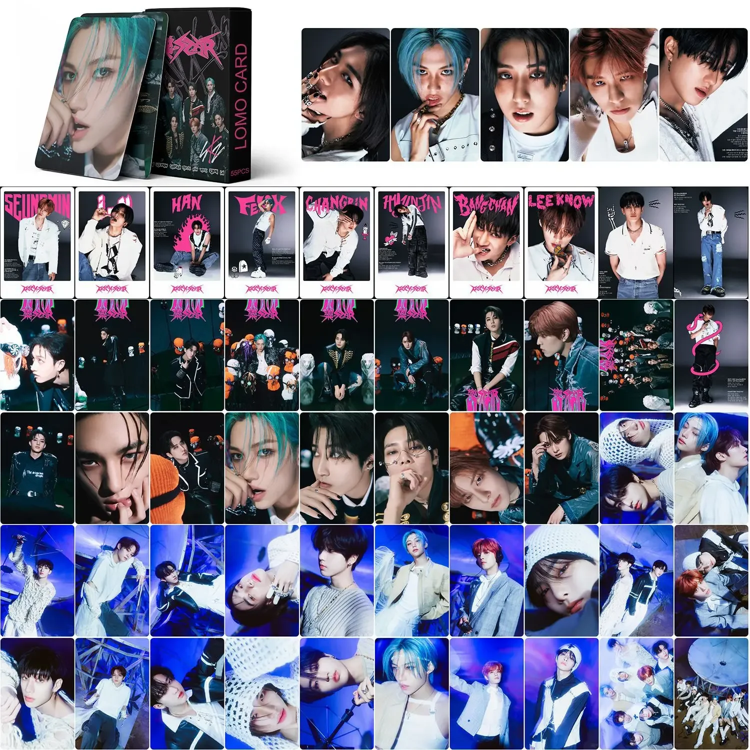 55pcs Kpop Stray Kids New Album ROCK STAR Lomo Cards Photocards Stray Kids Photo Print Cards