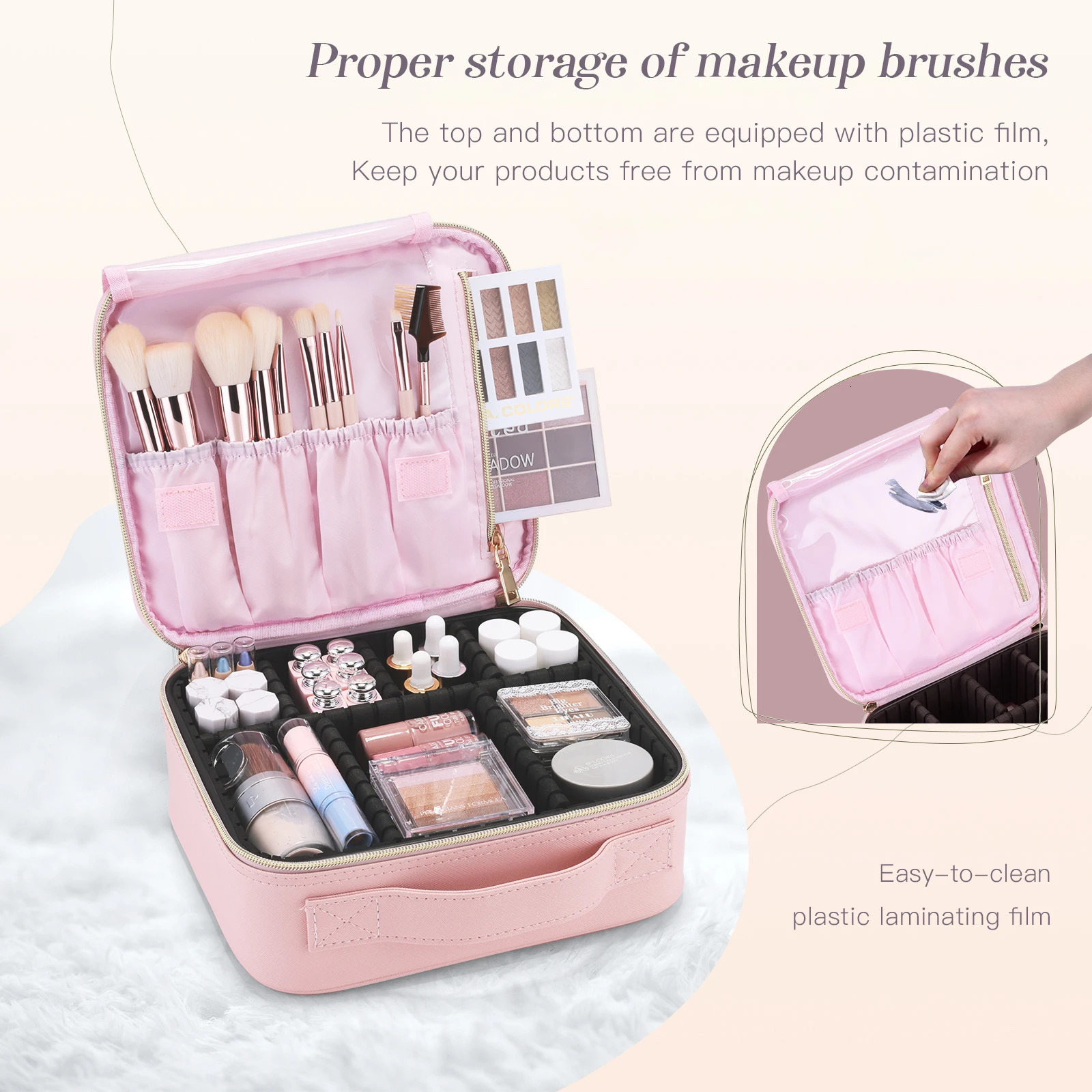 Makeup Bag Professional Makeup Brush Box Portable Travel Makeup Bag Waterproof Handle Storage Manager with Delivery 241031