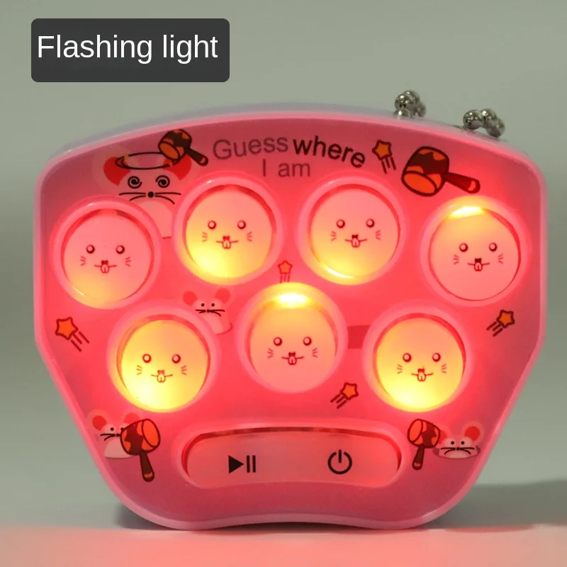 Mini Quick Push Electronic Gaming Machine Light Up Game Whack-a-mole Toy Bubble Handheld Toy Keychain Challenge Game Toys Gift