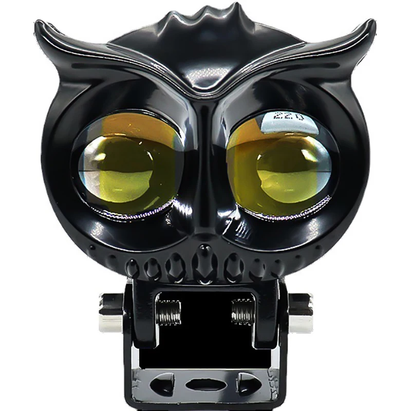 LED Lens Spotlight Dual Color White Yellow Light Owl Auxiliary Fog Lamp Double Lenses Spotlights For Motorcycle ATV Buggy Car