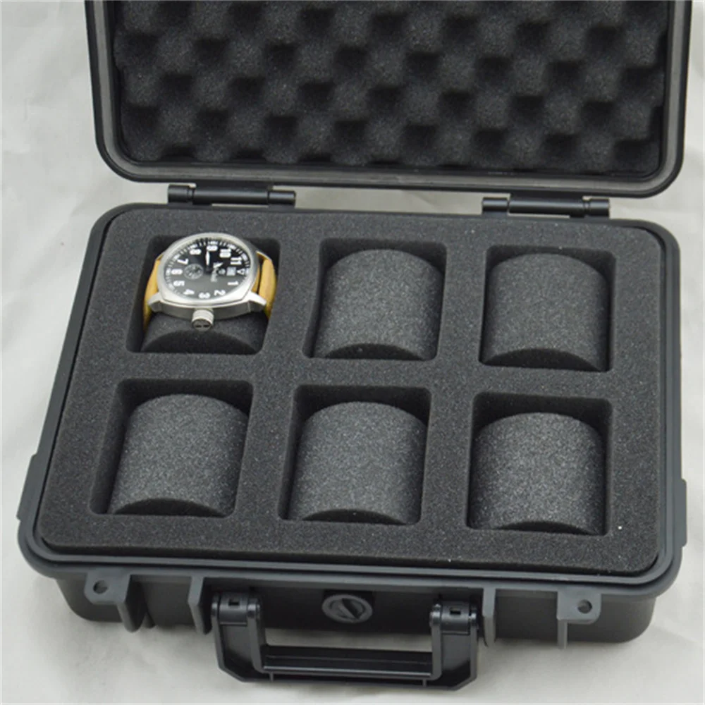 6/12 Slots Waterproof Box Plastic Watch Display Bracket Clock Portable Watches Suitcase Organizer Storage Watch Tool Case