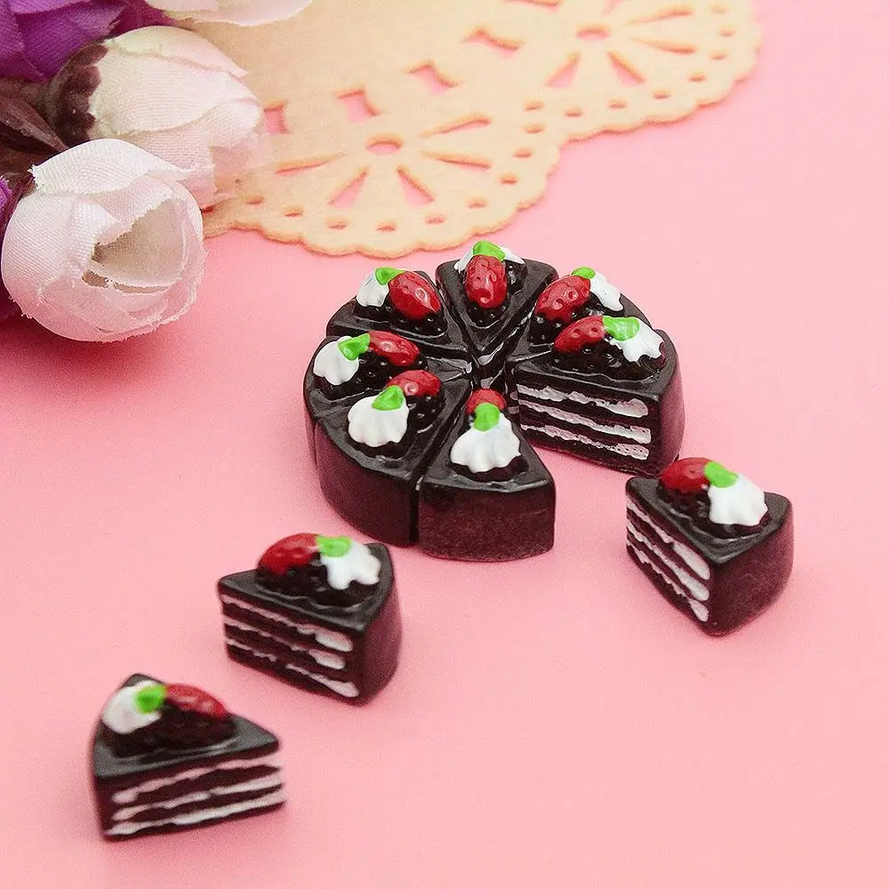 10Pcs DollHouse Cakes DIY Miniature Artificial Fake Food Triangle Cake Resin Ornament Kitchen Accessories