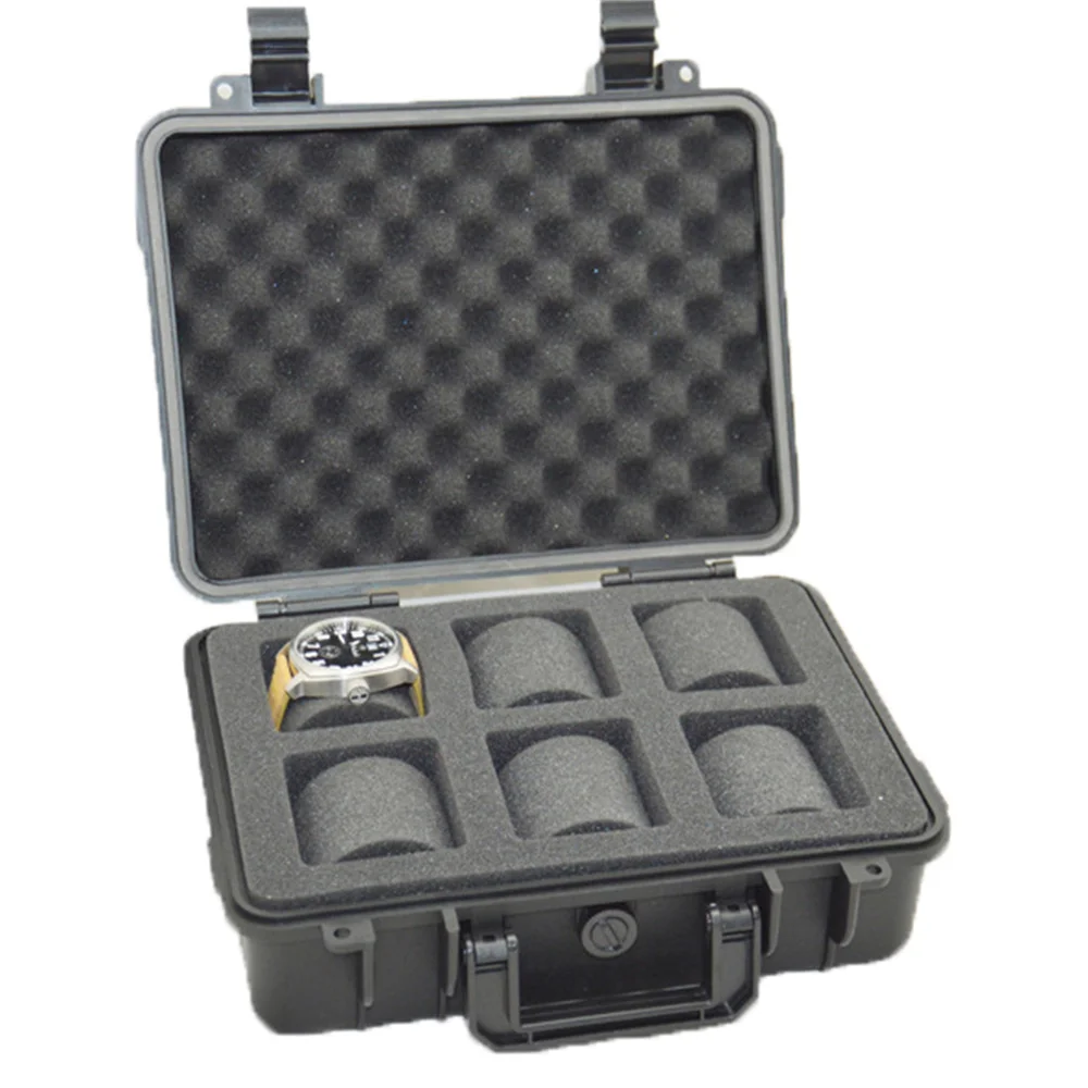 6/12 Slots Waterproof Box Plastic Watch Display Bracket Clock Portable Watches Suitcase Organizer Storage Watch Tool Case
