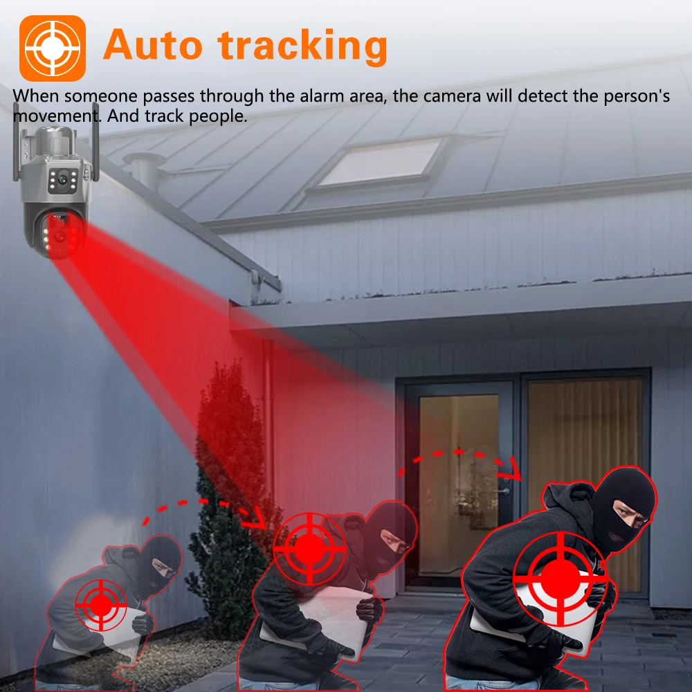 4K 8MP Zoom WiFi Dual Lens PTZ Solar Cameras Dual Screens PIR Human Tracking Outdoor WIFI Security CCTV Surveillance IP Cam