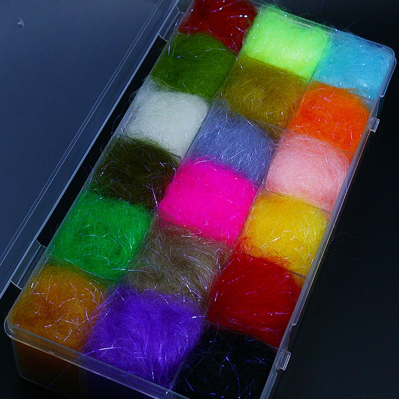 Sissi wholeset Royal 18colors Senyo's laser yarn dubbing dispenser fly tying hair fiber yarn for knitting streamer pattern flies smile