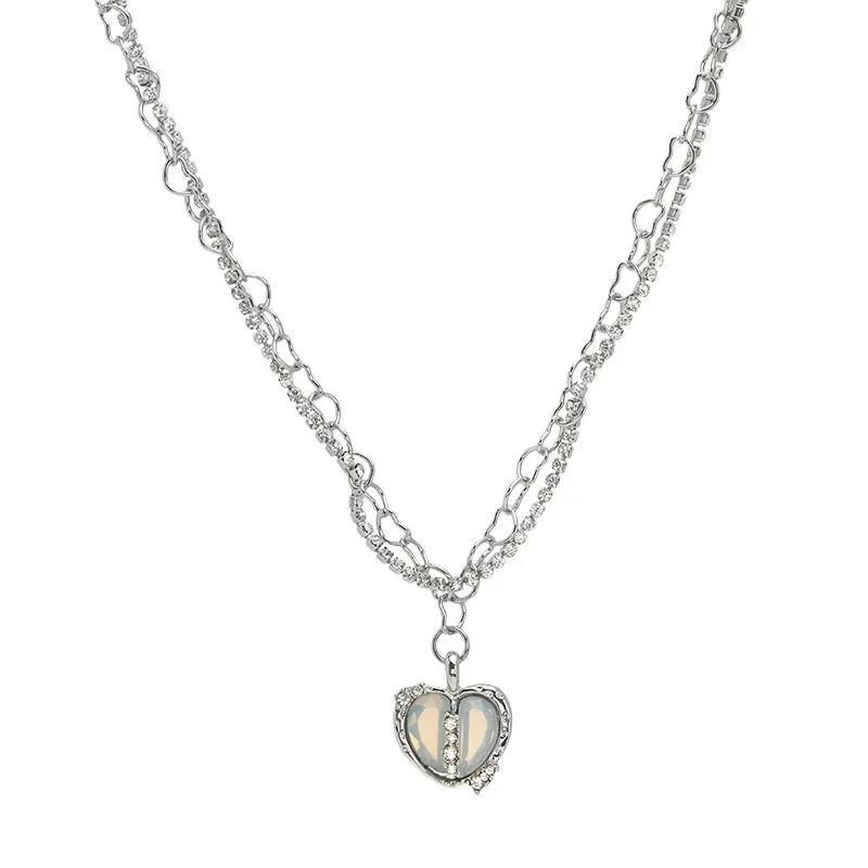 Punk Goth Heart Pendant Necklaces Choker Clavicle Chain Y2K Necklace For Women Girl Vintage Collares Neck Jewelry Party Gifts
