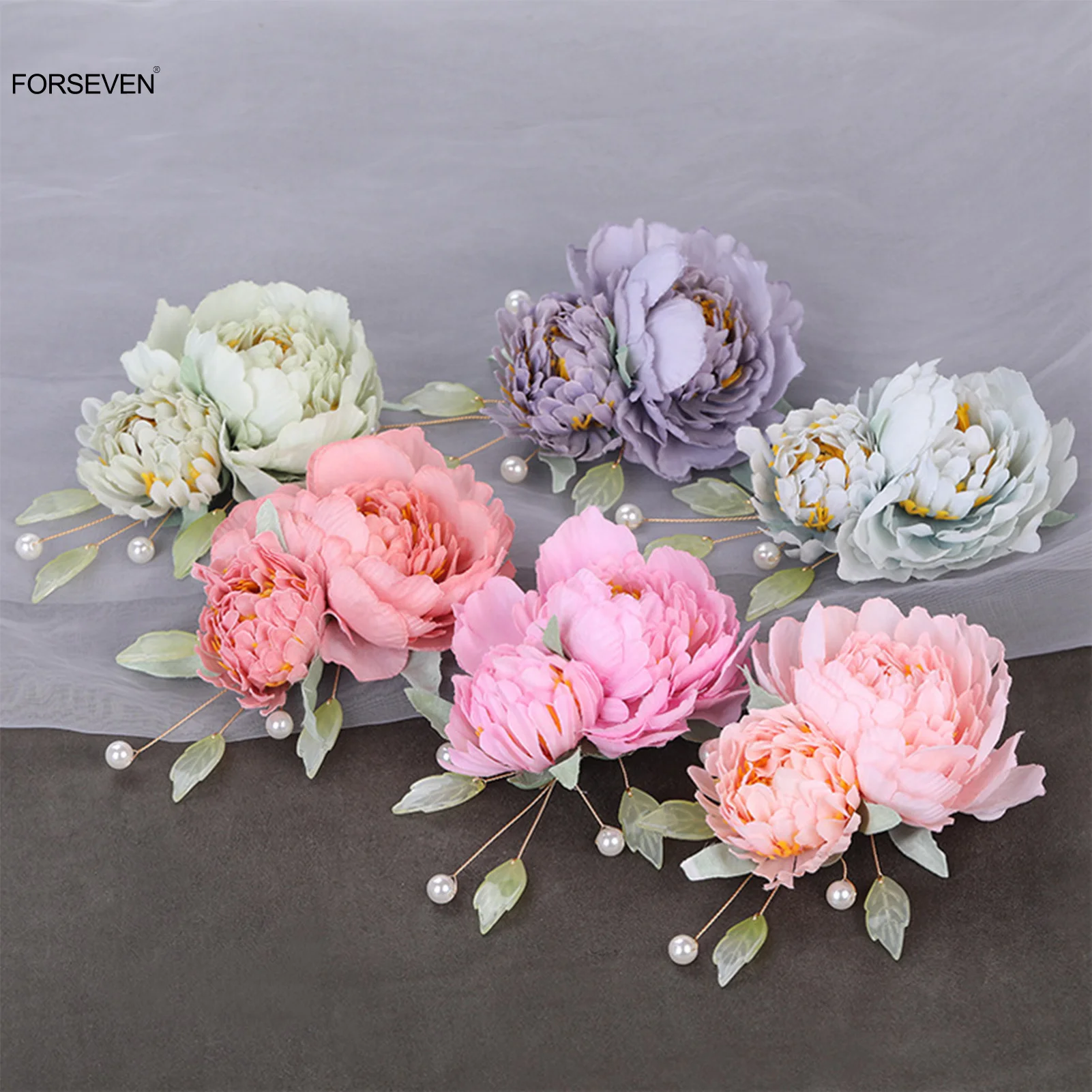 Silk Flower Hairpins Side Clips Ancient Chinese Style Hair Accessories Floral Hairclips Pearl Headpiece for Women Hanfu Dress