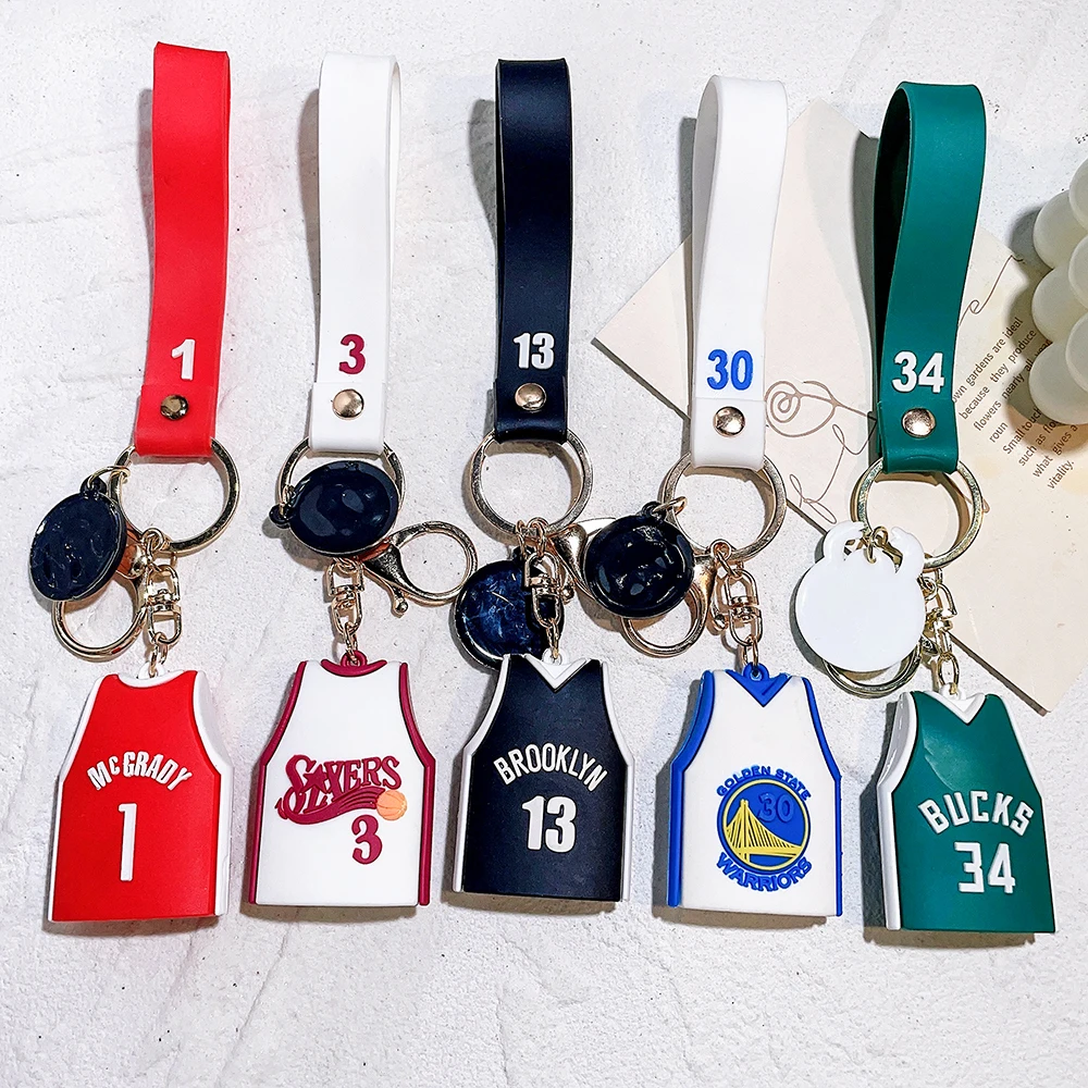 Basketball Memorial Keychain Silicone Pendant Keyring Basketball Stars Jerseys Fan Lover Creative Jewelry Accessories Gift
