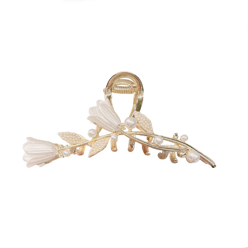 Korea's New Tulip Flower Catch Clip Hair Claw Female Ponytail Shark Clip Girl Retro Hair Accessories Hair Accessories 2022 New