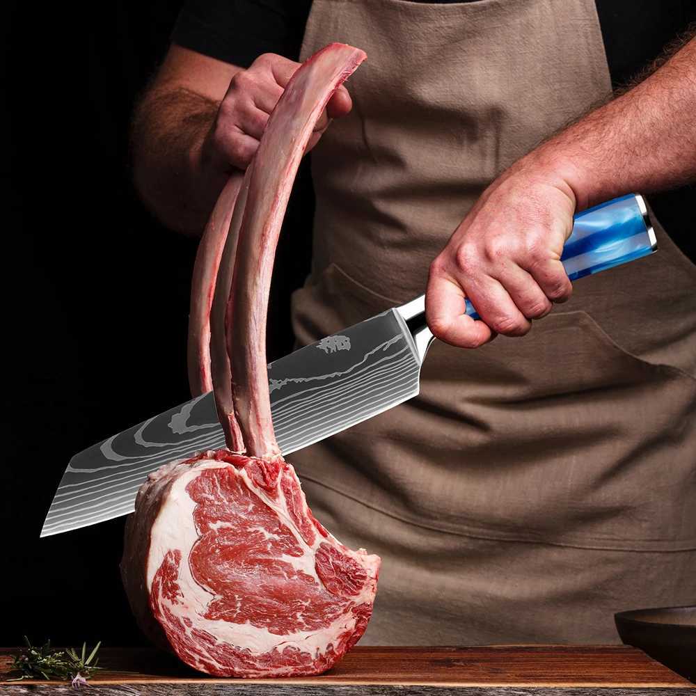 XITUO 1-8 piece kitchen knife set blue resin handle for chef knives Paring knife Boning knife Santoku knife razor sharp X241102