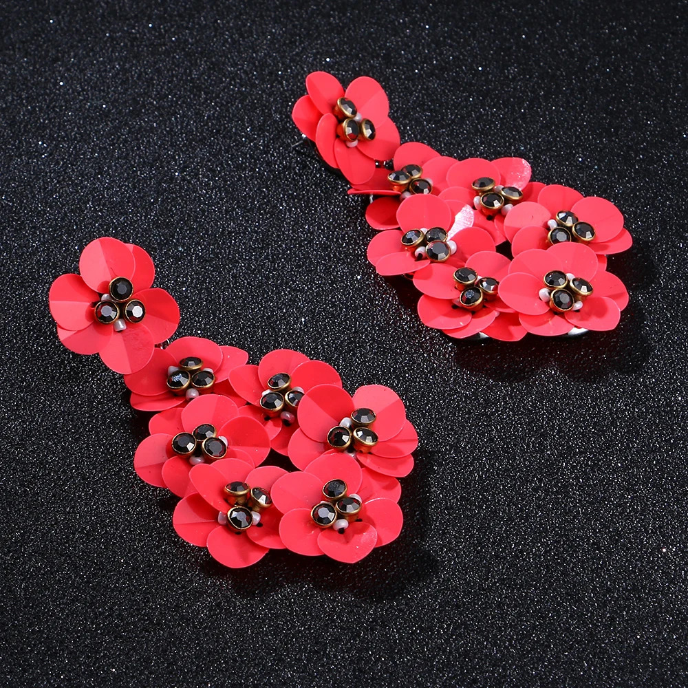 Badu plastic sequin earrings loud bright flower pendant earrings Christmas party jewelry womens party gifts 241031