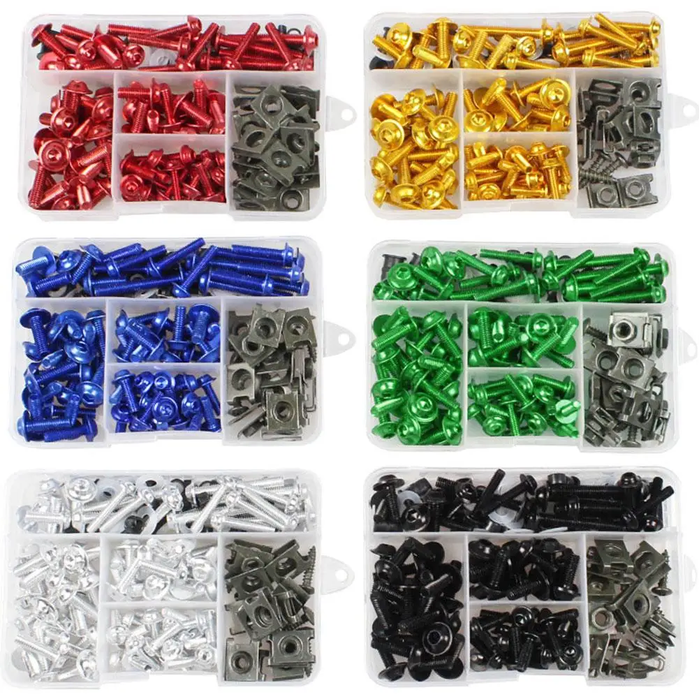 177pcs/box Aluminum Windscreen Screws Colorful Fasteners Screws Set Motorcycle Fairing Bolt Kit Motorcycle Modified Parts