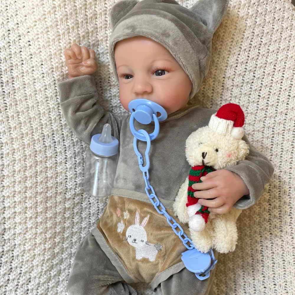 45CM Soft Or Full Body Silicone Vinyl Reborn Levi Awake Boy Or Girl Doll Premie Doll 3D Skin Tone with Veins Doll Accessories