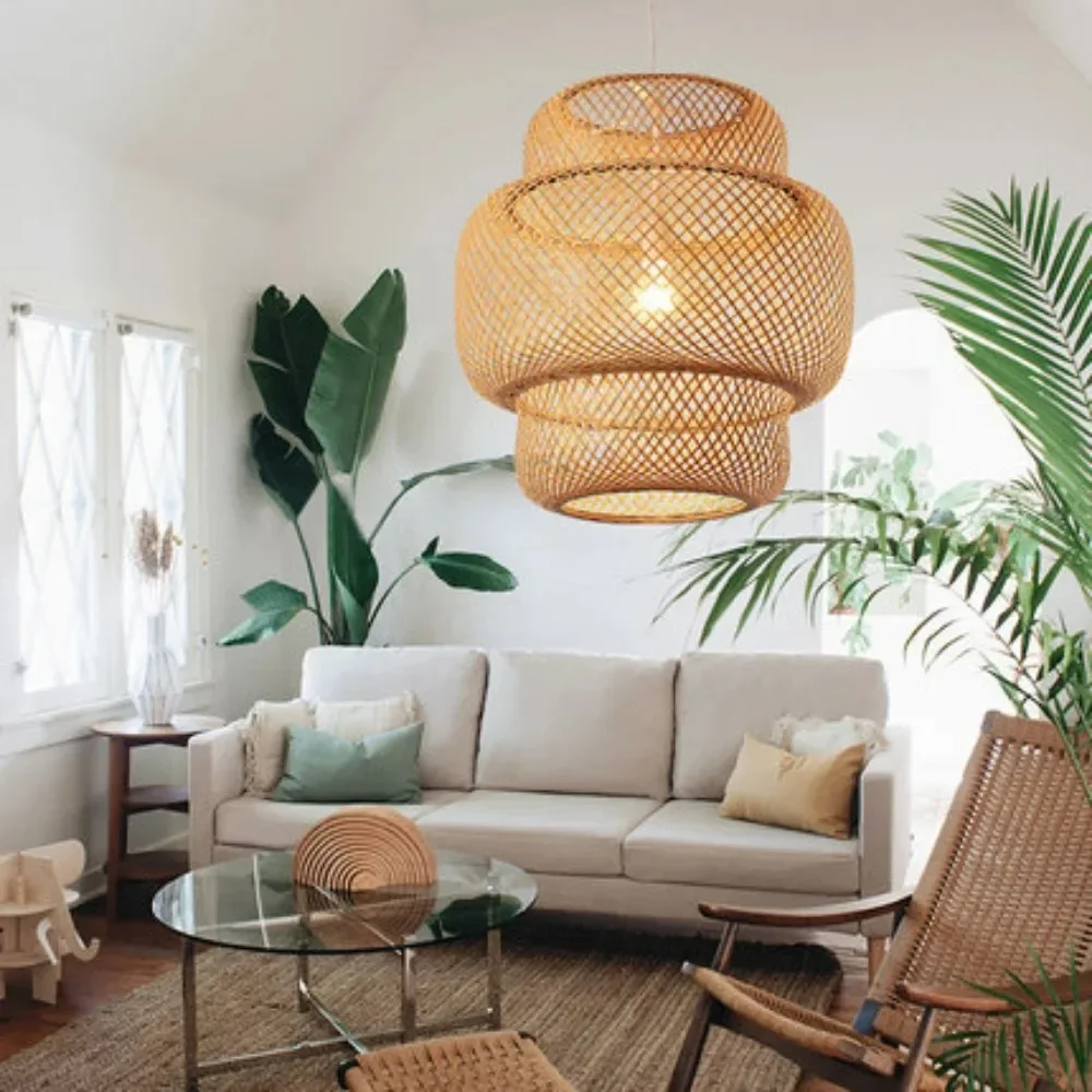 High Quality Modern Life Handmade Rattan Pendant Lamp Decorative Bamboo Chandeliers Vietnam Handicrafts