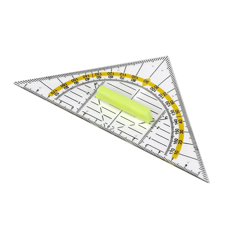 1PCS Transparent Multifunctional Triangular Ruler for Primary with Angle Coordinate Ruler Triangular Transparent Rule