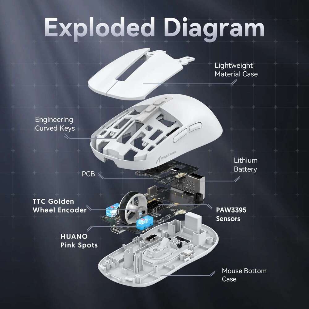 Attack Shark X6 Bluetooth Mouse,PixArt PAW3395,Tri-Mode Connection,RGB Touch Magnetic Charging Base,ro Gaming Mouse