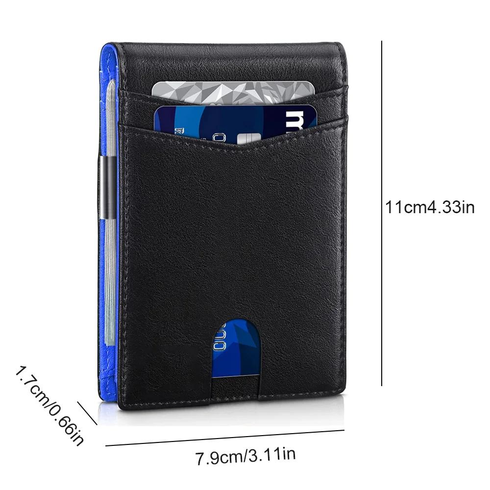 Men's Smart Genuine Leather Wallet Purse Bank Credit Card Holder For Men Slim Anti RFID Theft Wallet Money Clip Bag Cardholder