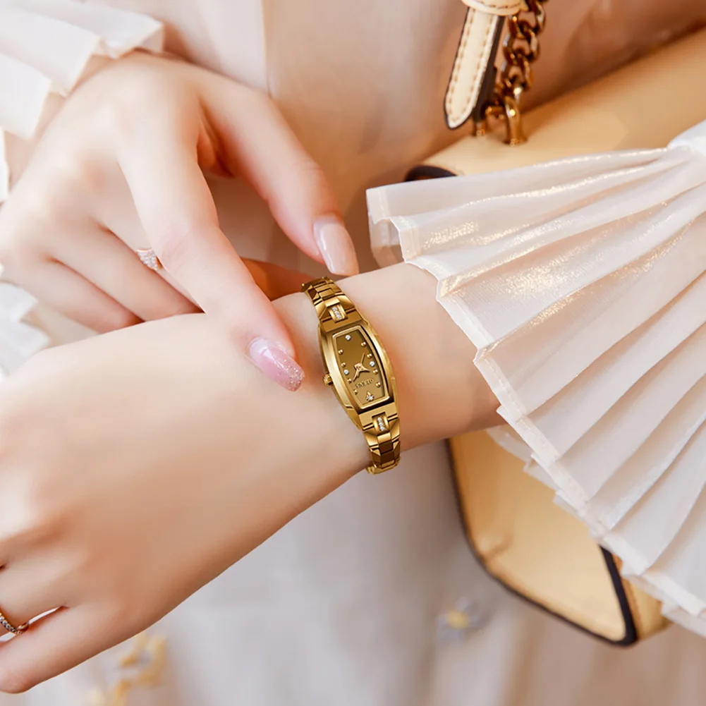 OLEVS Luxury Original Watches for Women Gold Bracelet Tungsten Steel Waterproof Wristwatch Ladies Diamond Quartz Elegant Watch