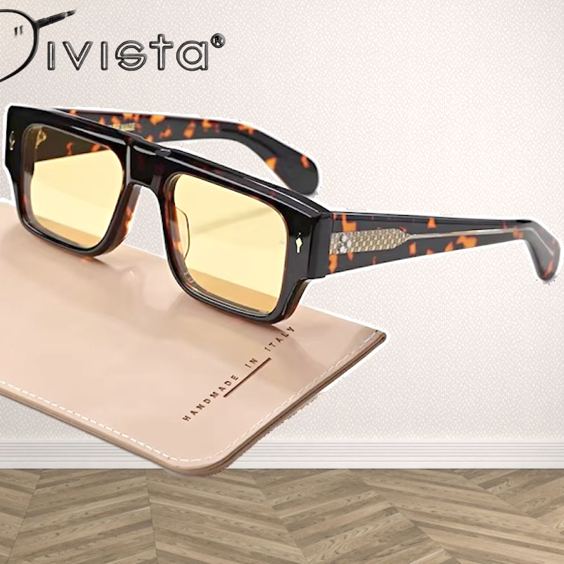 Handmade sunglasses Luxury brand design DEVOTO 52-18 Square Acetate Men Women Top Quality Eyewear Outdoor UV400 Protection in Italy IVSTA