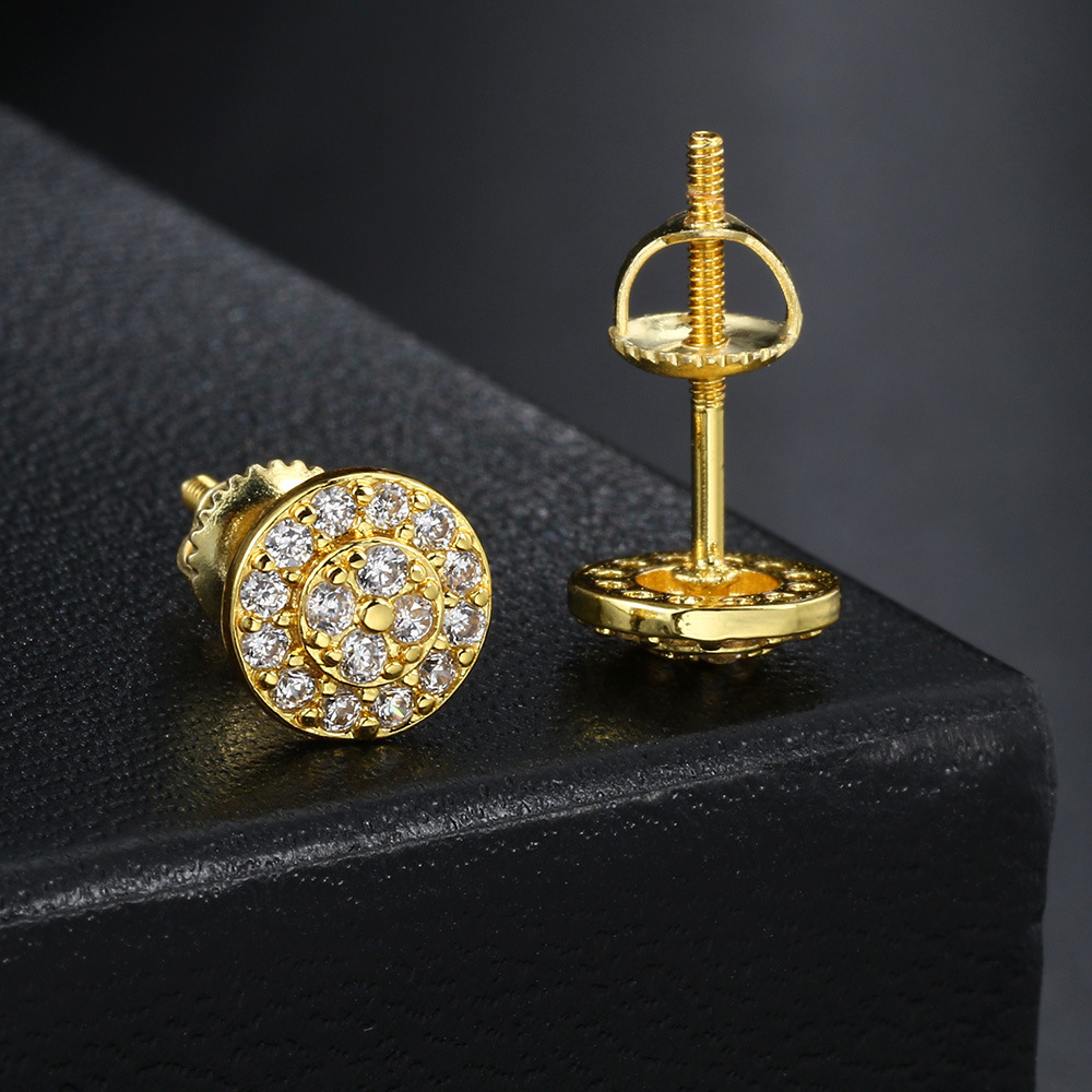 7mm Personalized Round Full Diamond Earrings for Women Micro Set AAA Zircon Thread Earrings Fashion Earrings Party Daily Matching