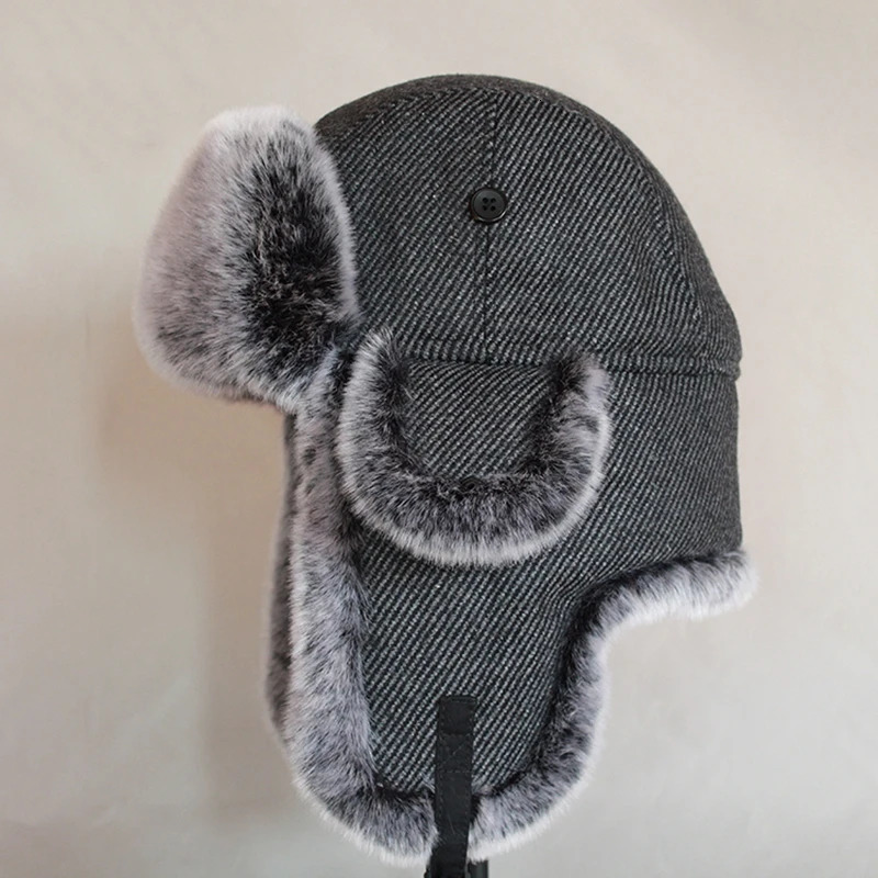 Mens Russian Winter Bomber Hat Ushanka with earmuffs faux fur trap hat Winter Bomber Hat Winter Bomber Hat 241031