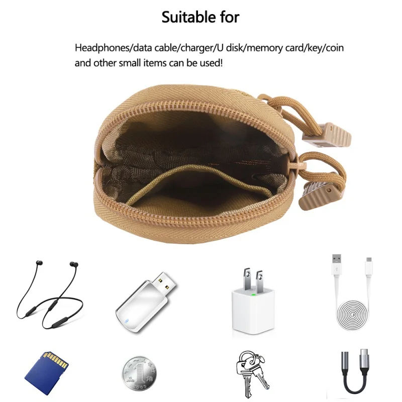 Tactical Bag Phone Coin Purses Key Wallets Holder Small Travel Kit Pocket Keychain Zipper Case Pack Outdoor Molle EDC Pouch