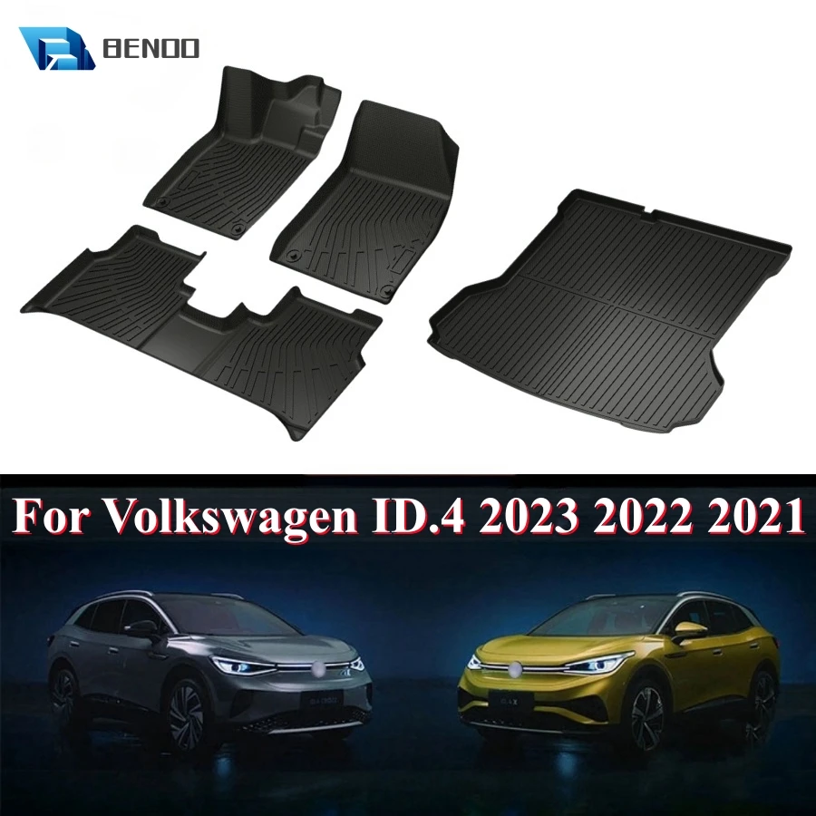 Floor Mats & Cargo Liner for Volkswagen ID.4 2023 2022 2021 All Weather Waterproof TPE ID4 Crozz Trunk Mat Foot Pads
