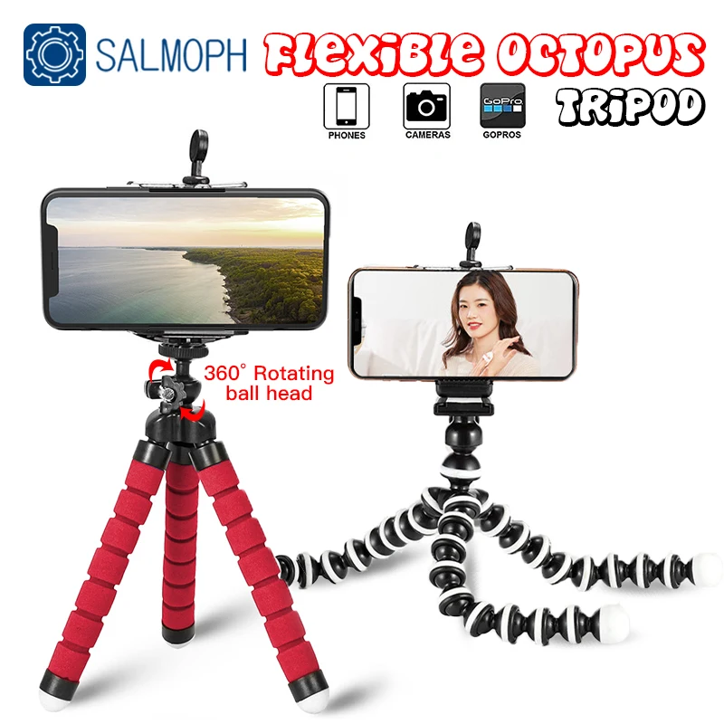 Tripod For Mobile Phone Flexible Sponge Octopus Mini Tripod Bracket For IPhone Mini Camera Tripod Phone Holder Clip Stand