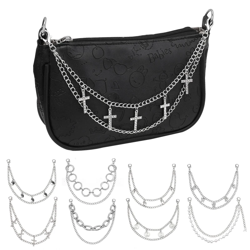 Handbag Decorative Chain Pendant With Lobster Buckle Multi-layer Metal Chain Strap Replacement Purse Chain Bag Accessories