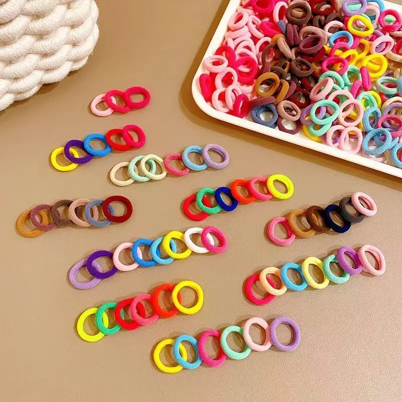 100pcs Girl's Elastic Hair Bands Colorful Sweet Hair Accessories Kawaii Cute Mini Hair Rope Towel Loop No Harm To Hair