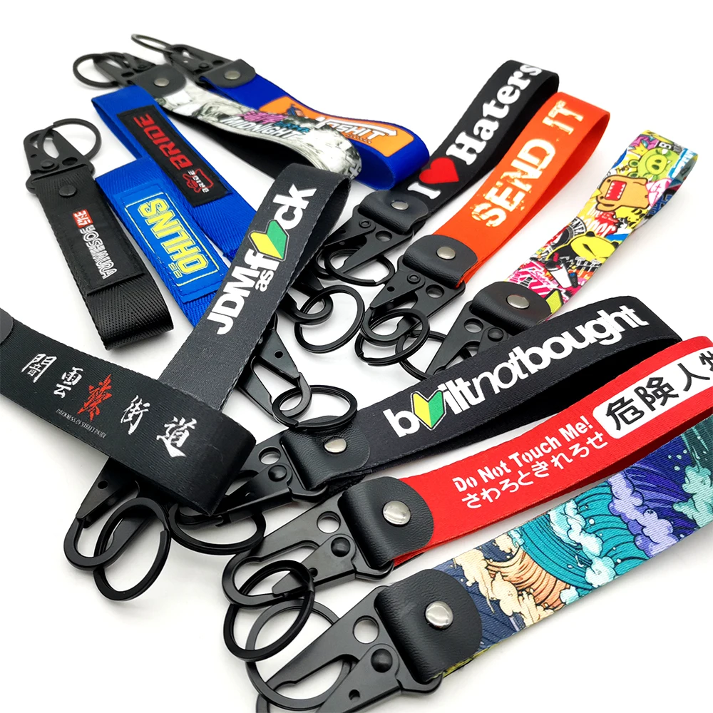 JDM Racing Culture Tag Keychain Pendant Car Motorcycle Clip Key Rings Wrist Durable Key Chain Keyring Holder Auto Accessories