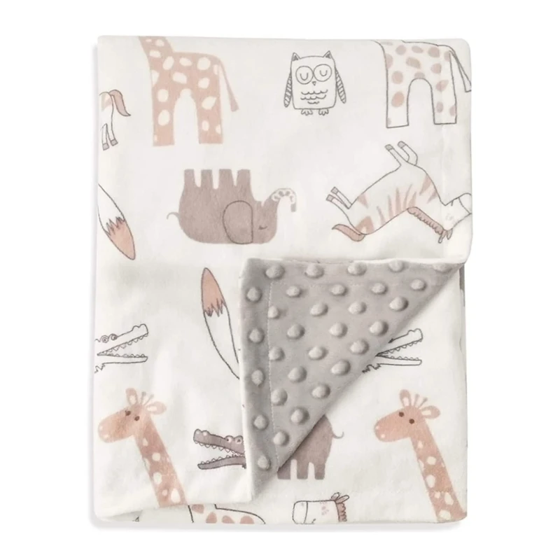 Soft Plush Baby Blanket with Dotted Backing, Infant Receiving Blankets Throw Kindergarten Small Quilt for Boys and Girls