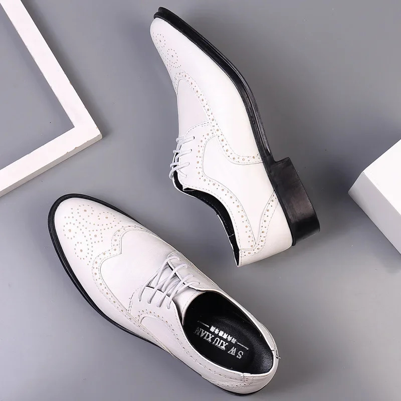 Oxford shoes genuine Calfskin leather Brogue dress shoes classic business formal shoes men handmade 241031