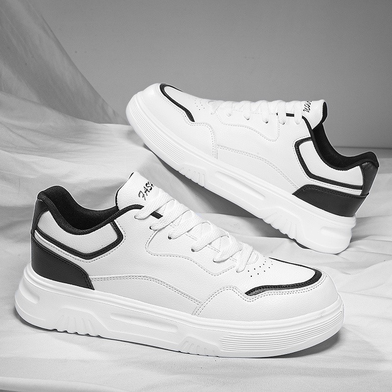 Men PU Leather Soft Comfortable Flat Casual Sneakers Spring Autumn Black White Light Breathable Sports Tenis Shoes 42e58