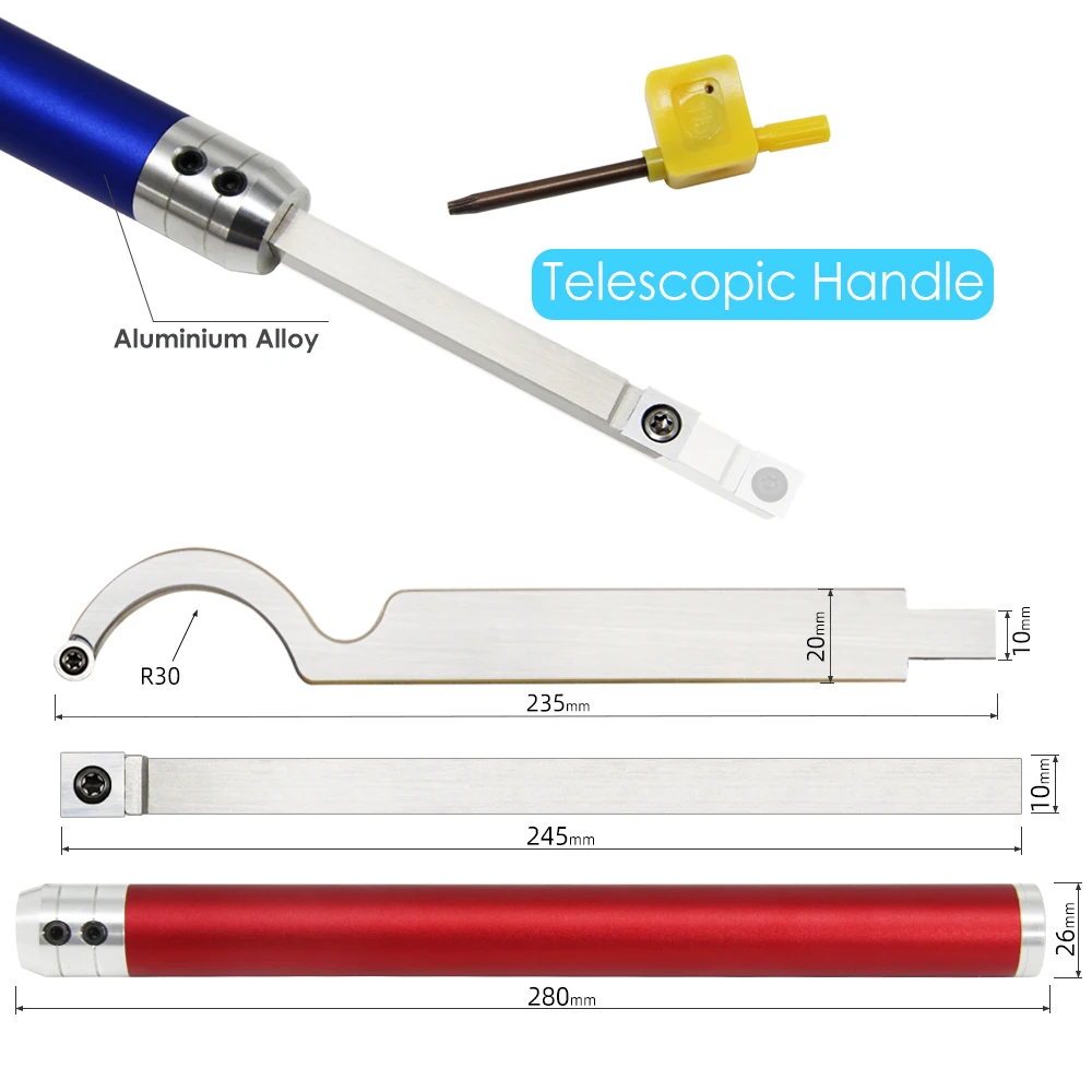 Tools UCDO 6/8 Woodturning Sets Carbide Inserts Cutter Wood Turning Tool Swan Neck Woodworking Chisel Aluminum Handle for Lathe smile
