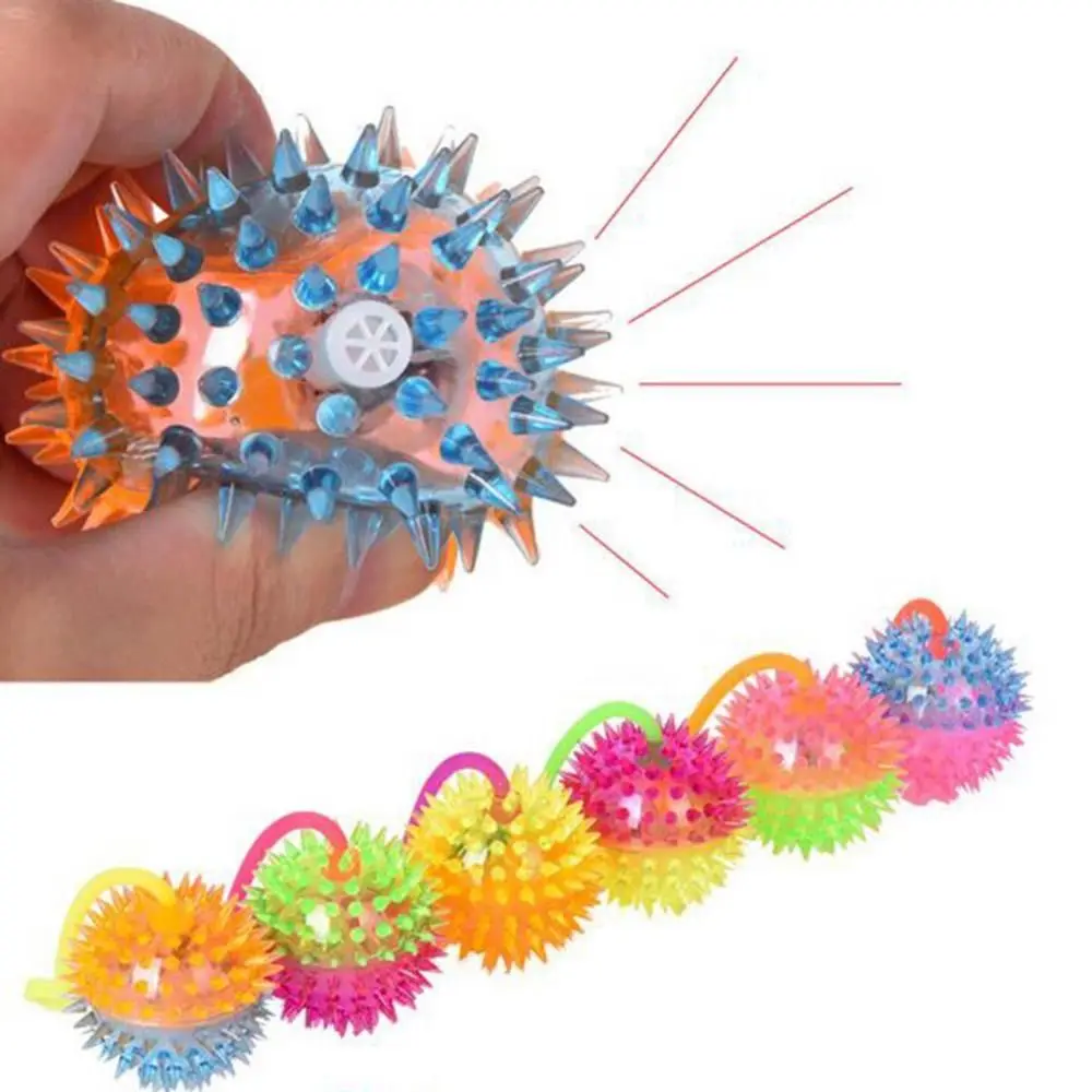 1 Pc Glowing Ball Toy LED Light Up Flashing Soft Prickly Massage Ball Elasticity Fun Toys Squeeze Toys