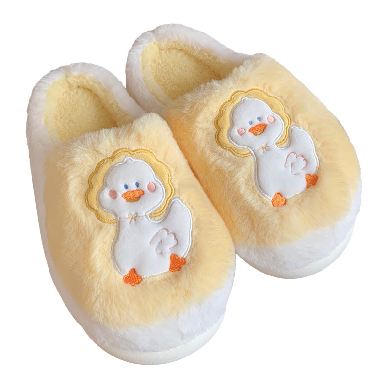 Creative cute cartoon ducklings Family Slipper Woman Girl Cute fluffy winter warm plush indoor flats Bedroom slide casual women's cotton slipper