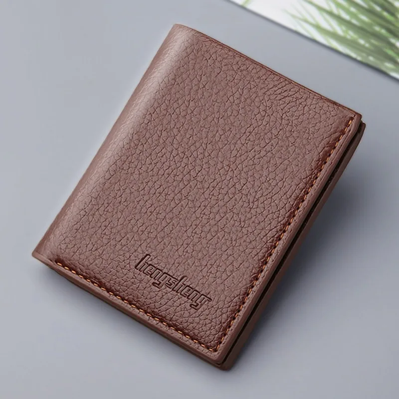 2023 New Soft Men Wallet Solid Color Pu Leather Mini Coin Purse Driver's License Card Holder