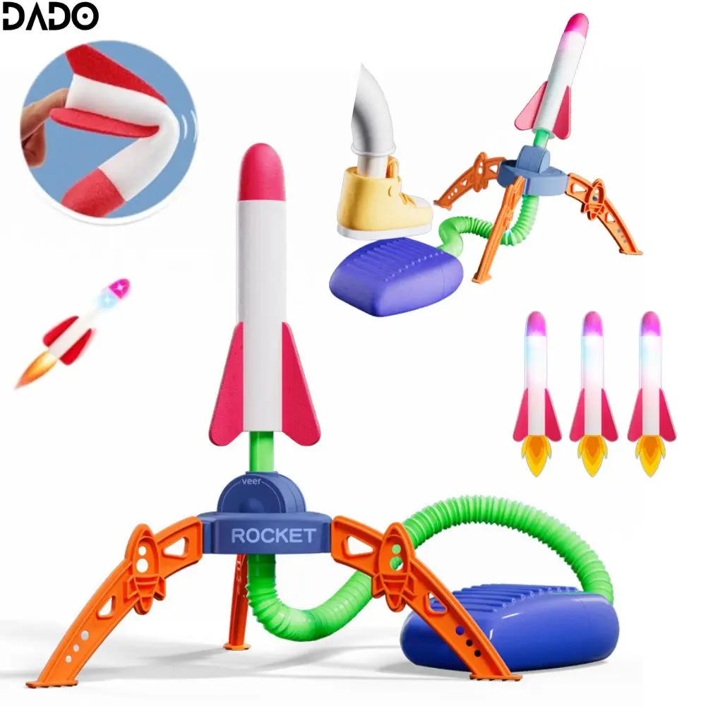 Rocket Launcher for Kids Colorful Foam Sturdy Stand Stomp Pump Launch Pad Outdoor Shoot Toys Birthday Gift for Boys Girls Age 3+