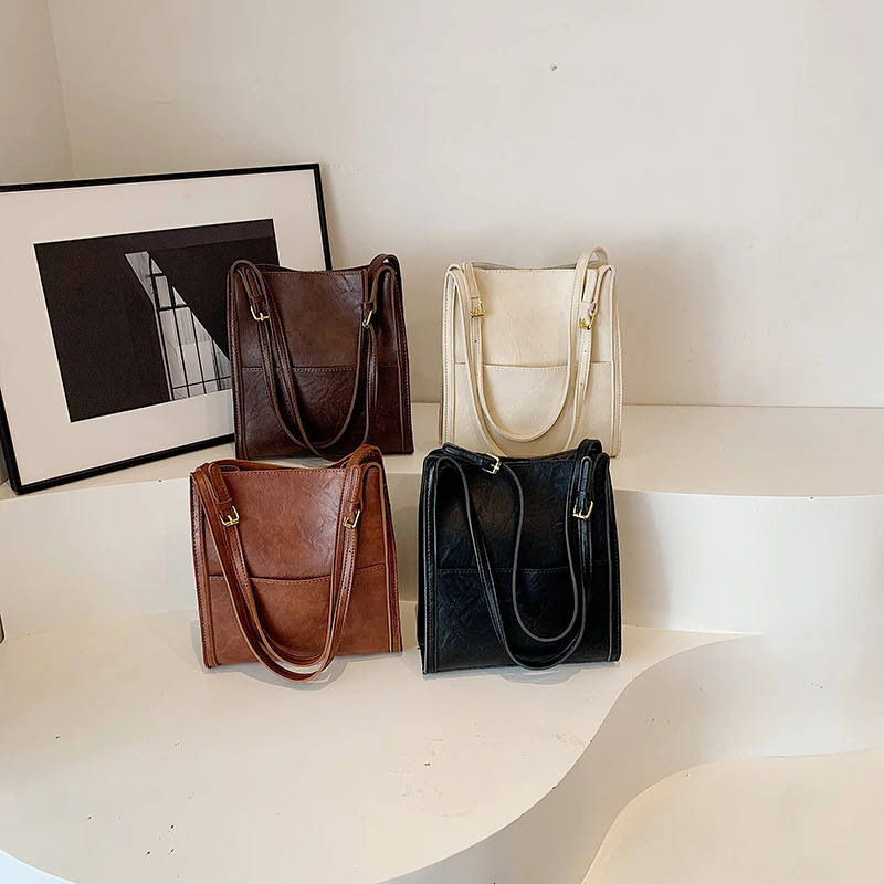 Vintage Texture Small Bag New Designer Trendy Commuting Tote Bucket Bag
