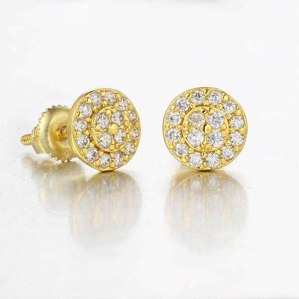 7mm Personalized Round Full Diamond Earrings for Women Micro Set AAA Zircon Thread Earrings Fashion Earrings Party Daily Matching