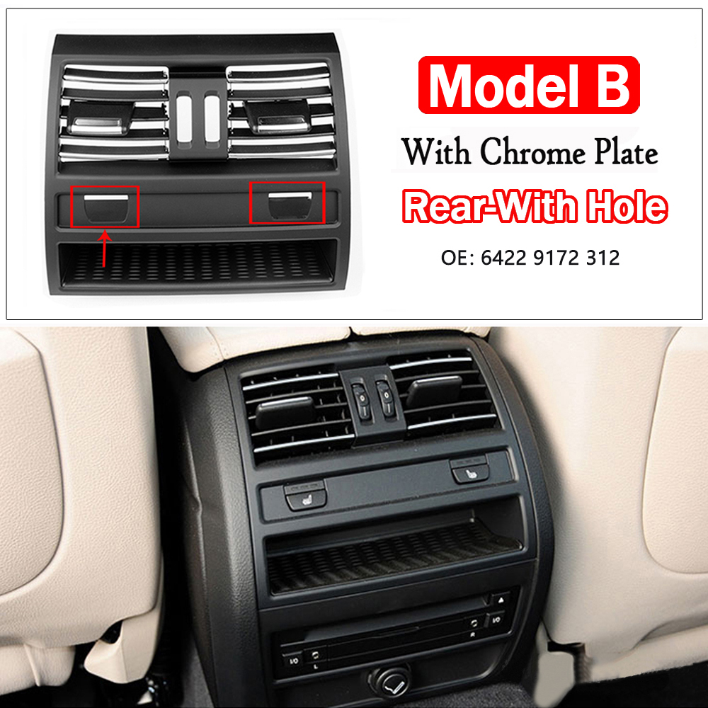 Rear Fresh Air Conditioning Vent Outlet Chrome Plain Black Grille Panel For 5 Series F10 F11 F18 520i 523i 525i 528i 535i