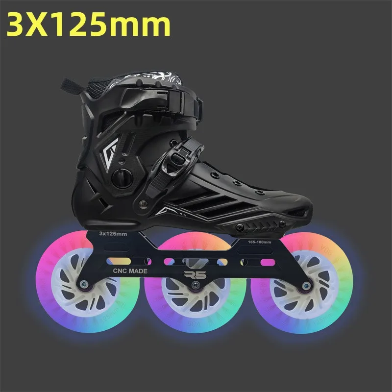 3*125mm Big Wheel Inline Skates for Downhill Street Road Fast Speed Roller Skating 3 Wheels 125mm Adults Rolling Sneakers 35-44