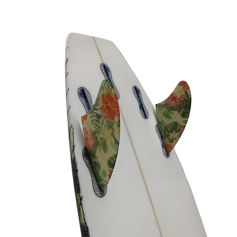 UPSURF FCS2 KEEL FINS Fiberglass Twin fins Double Tabs/Double Tabs 2 Keel fins side fin surf fins Polished flower pattern