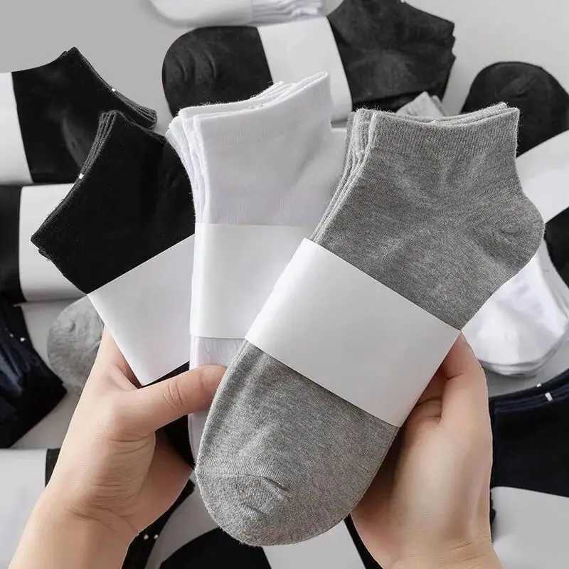 5Pcs/ Mens Spring Summer Thin Breathable Soft Polyester Cotton Black Casual Business Ankle Boat Size EU38-43 LX241102